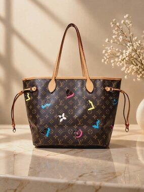 Authentic Louis Vuitton Neverfull MM Monogram Graffiti Tote Bag LV Shoulder